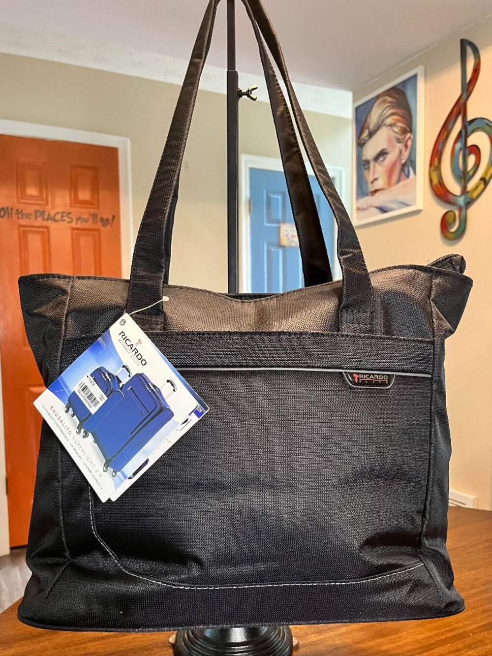 Brand New Ricardo Beverly Hills Sleek Black Carry-On Sausalito Tough Tote